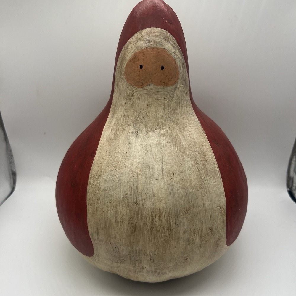 Gourd Santa Folk Art Christmas Holiday Hand Painted Claus Vintage 1993 Decor